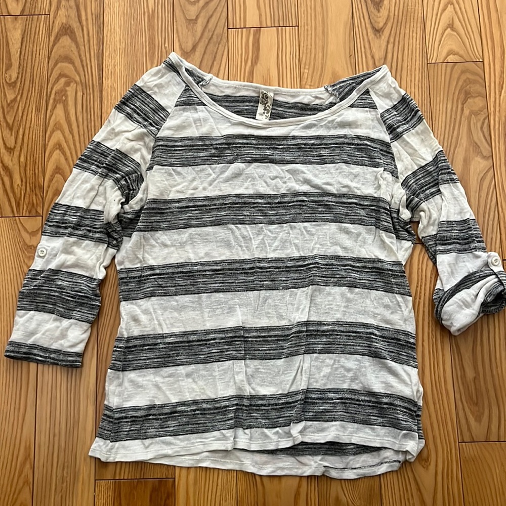 Adventura White & Grey Striped Long Sleeve Cuffed Shirt